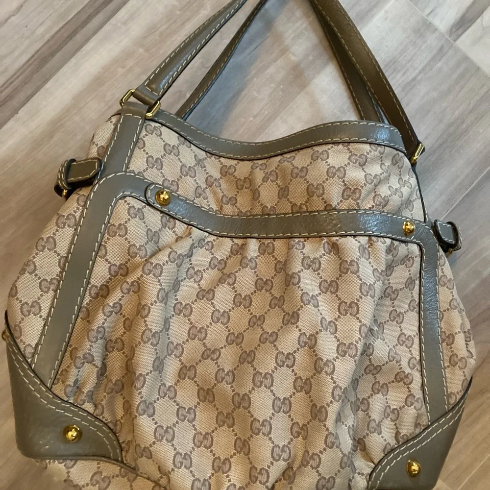 GUCCI Jockey Medium GG Canvas Monogram Tote Bag Beige 203546 - Picture 5 of 9